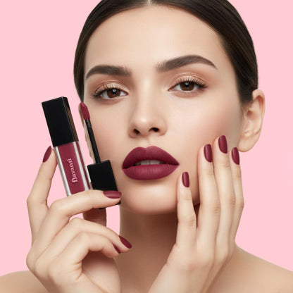 Velvet Matte Lip Gloss – Viola | Vegan Deep Burgundy Shade