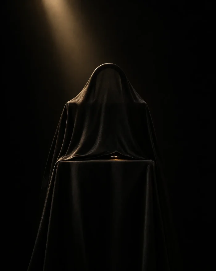 Il Segreto beneath a black silk veil