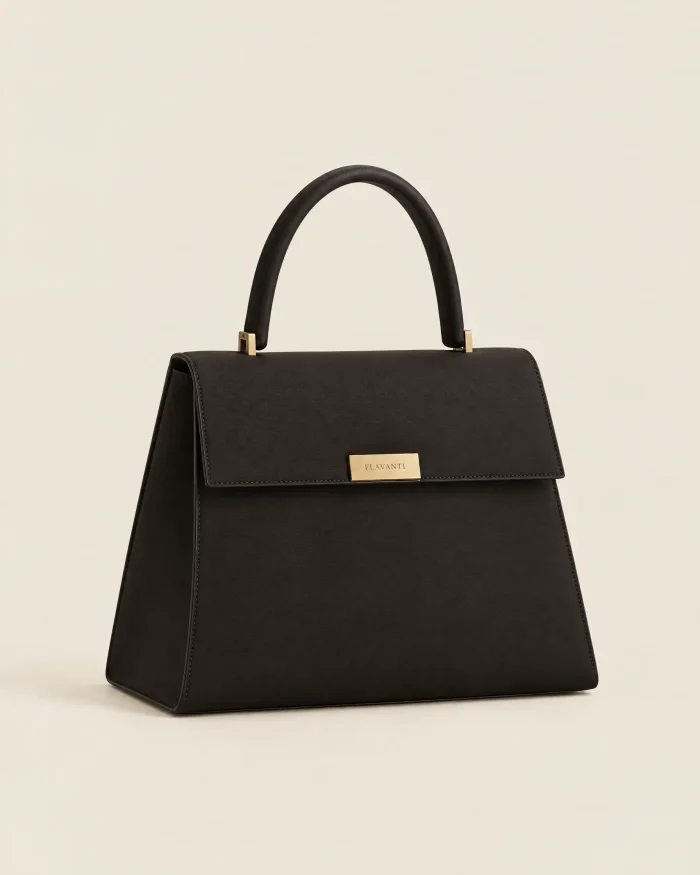 Jana top-handle bag in espresso black with gold Flavanti plaque